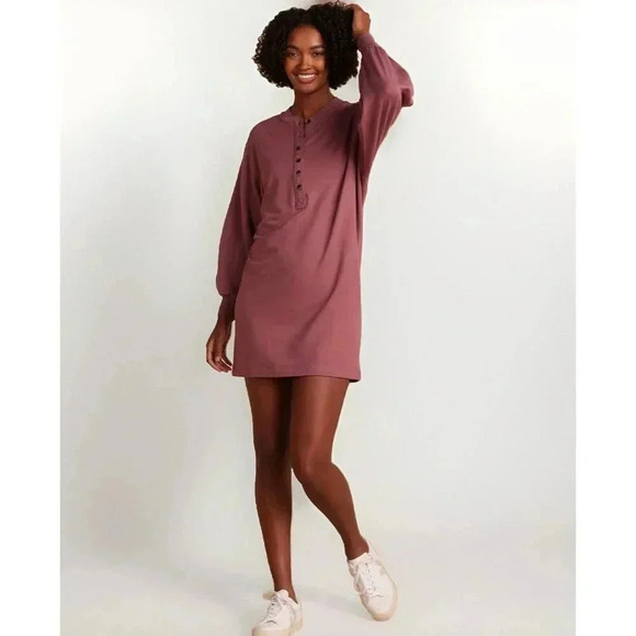 Summersalt Womens Size XS The Softest French Terry Henley Dress in Mauve - Picture 1 of 7